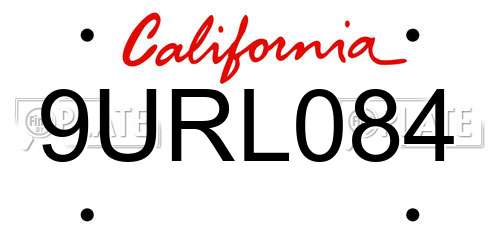 9URL084 California License Plate
