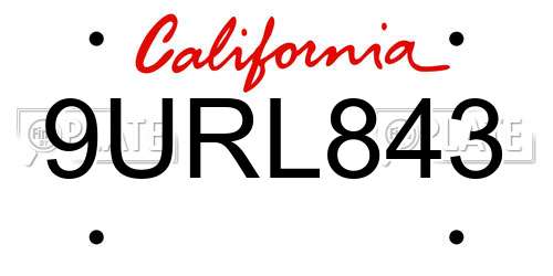 9URL843 California License Plate