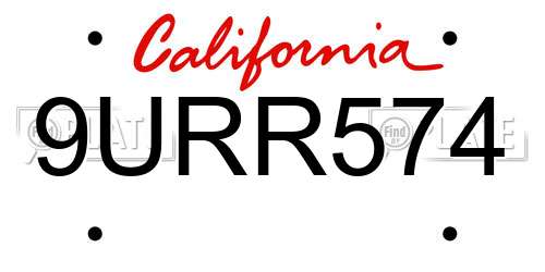 9URR574 California License Plate