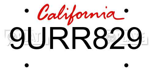 9URR829 California License Plate