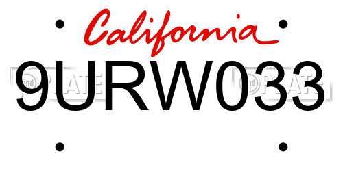 9URW033 California License Plate