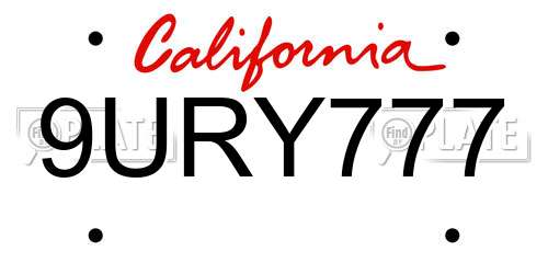 9URY777 California License Plate