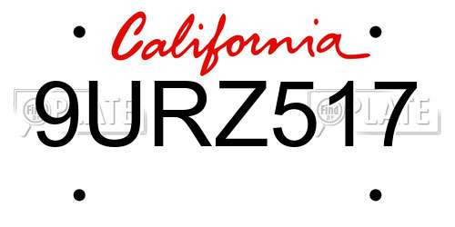 9URZ517 California License Plate
