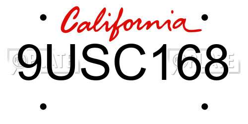 9USC168 California License Plate