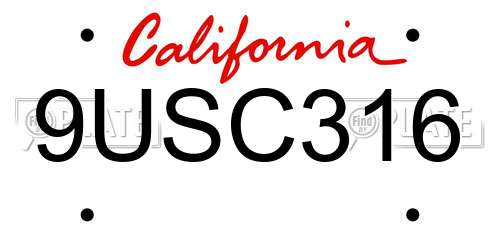 9USC316 California License Plate
