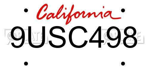 9USC498 California License Plate