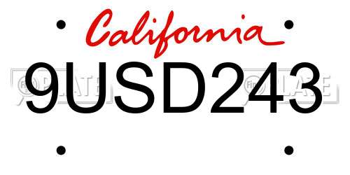 9USD243 California License Plate