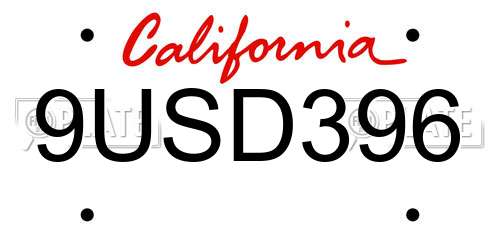 9USD396 California License Plate