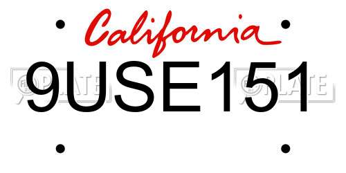 9USE151 California License Plate