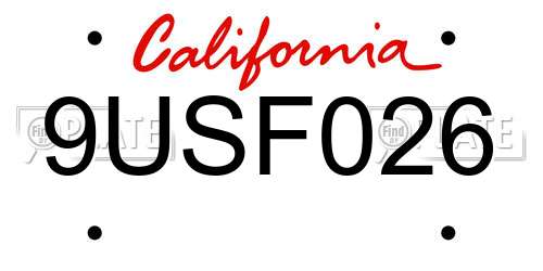 9USF026 California License Plate