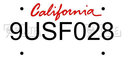 9USF028 California License Plate