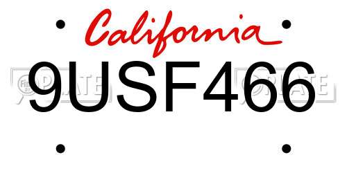 9USF466 California License Plate