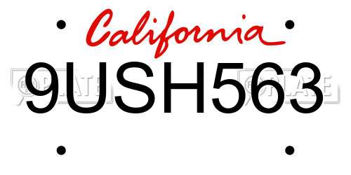 9USH563 California License Plate