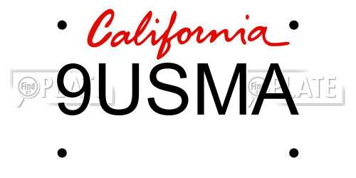 9USMA California License Plate