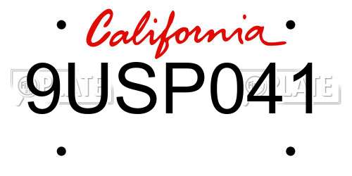 9USP041 California License Plate