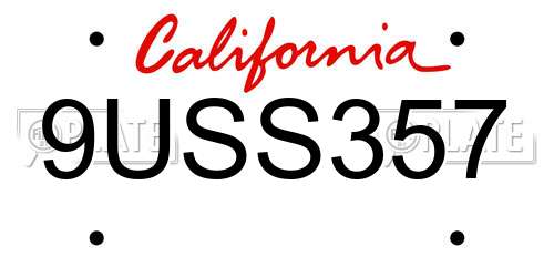 9USS357 California License Plate