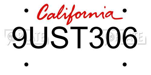 9UST306 California License Plate