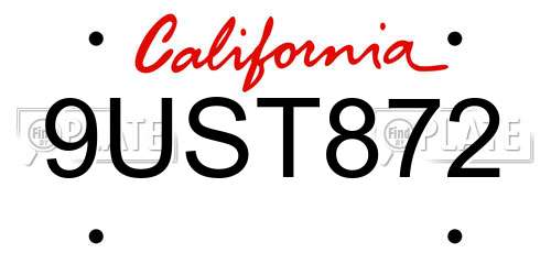 9UST872 California License Plate