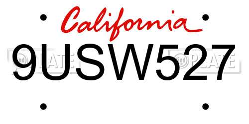 9USW527 California License Plate