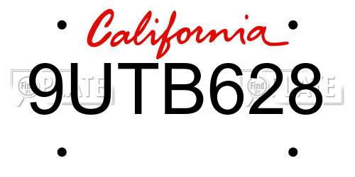 9UTB628 California License Plate