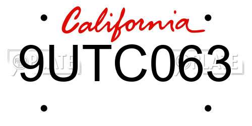 9UTC063 California License Plate