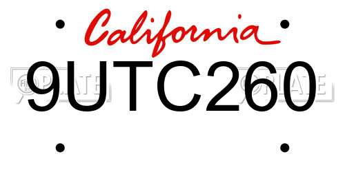 9UTC260 California License Plate