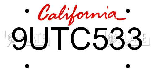 9UTC533 California License Plate