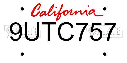 9UTC757 California License Plate