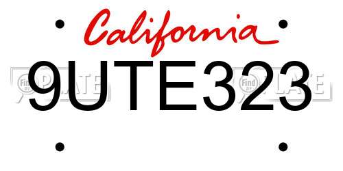 9UTE323 California License Plate