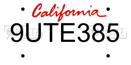 9UTE385 California License Plate