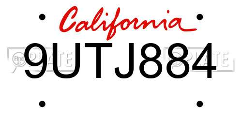 9UTJ884 California License Plate