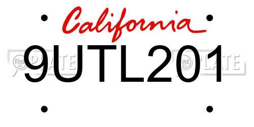 9UTL201 California License Plate