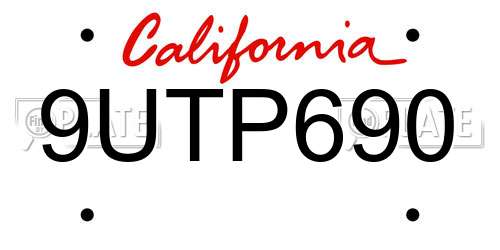 9UTP690 California License Plate