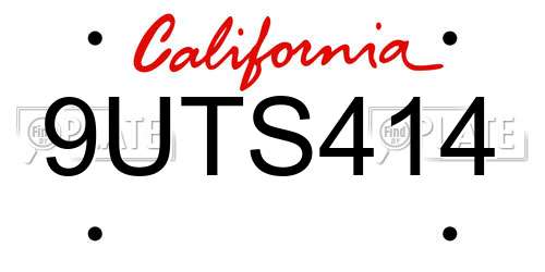 9UTS414 California License Plate