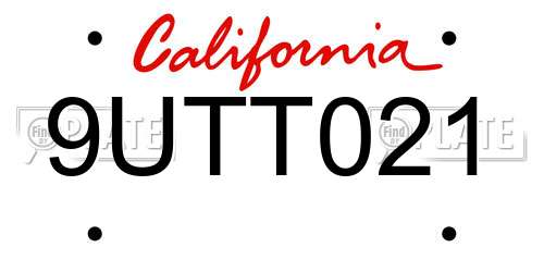 9UTT021 California License Plate