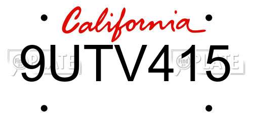 9UTV415 California License Plate