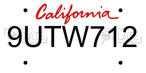 9UTW712 California License Plate