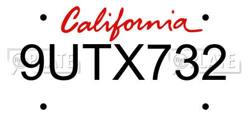 9UTX732 California License Plate
