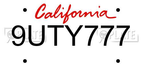 9UTY777 California License Plate