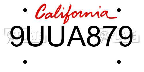 9UUA879 California License Plate