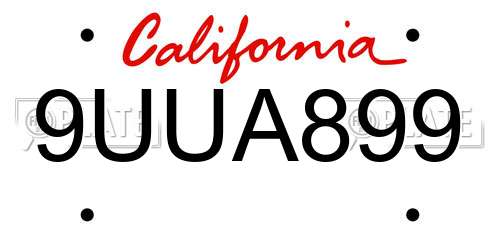 9UUA899 California License Plate