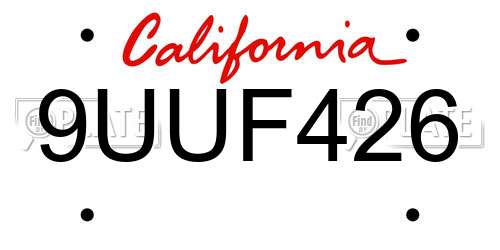 9UUF426 California License Plate