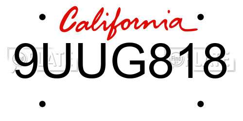 9UUG818 California License Plate