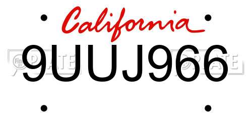 9UUJ966 California License Plate