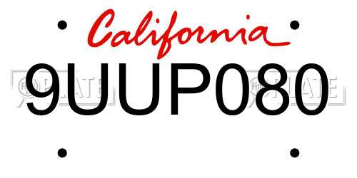 9UUP080 California License Plate