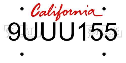 9UUU155 California License Plate