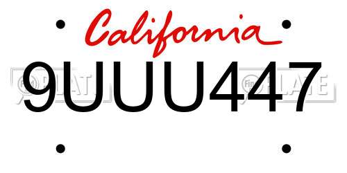 9UUU447 California License Plate