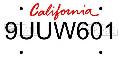 9UUW601 California License Plate