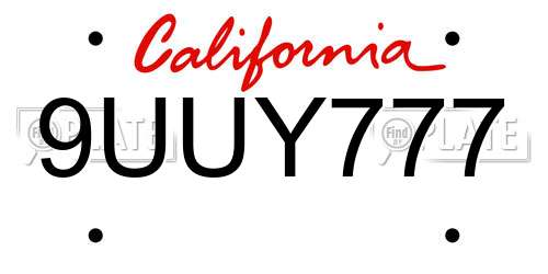 9UUY777 California License Plate