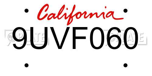 9UVF060 California License Plate